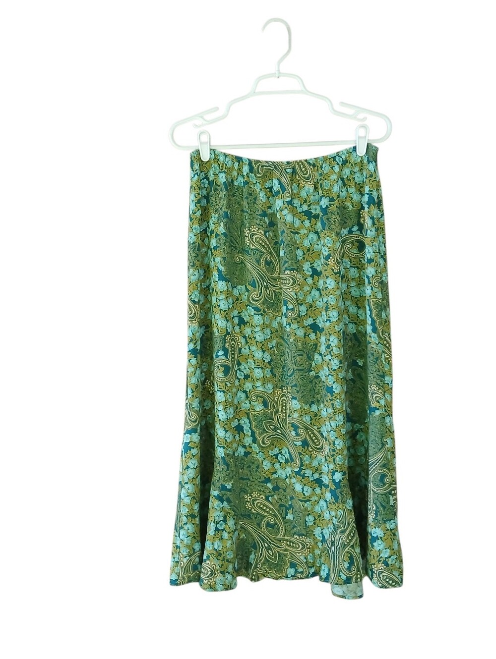 Bechamel Vintage Teal Paisley A Line Maxi Skirt Size 16